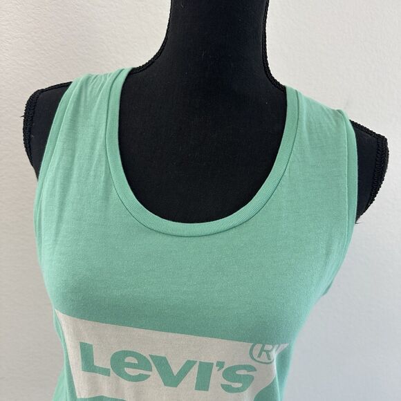 Levi's Women's Oversized Muscle Tank Top Turquoise Size Small Classic Logo - Picture 3 of 10
